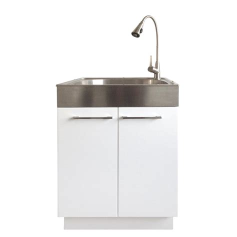 all-in-one stainless steel laundry utility sink and cabinet|glacier bay all in one sink.